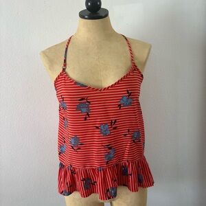 Abercrombie and fitch striped cami tank top size small red floral blouse